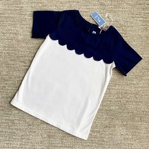 NWT Jacadi girls navy blue and white top size 6